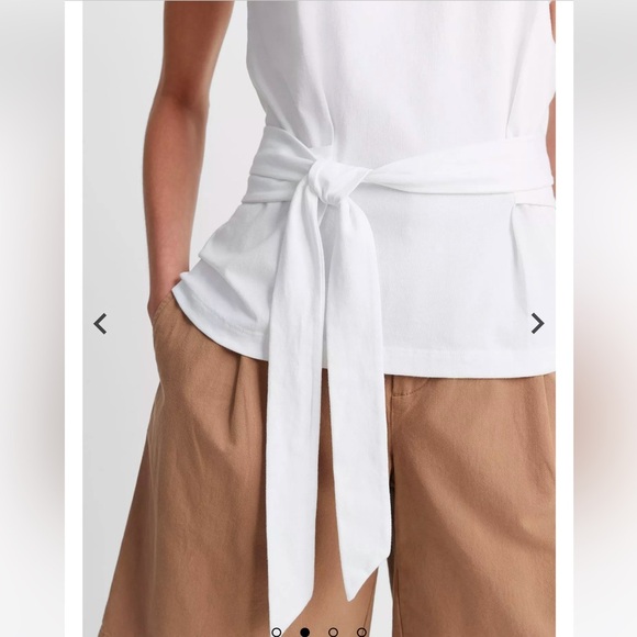 Vince Sleeveless Belted wrap Cotton Top shirt blouse white large NWT - Picture 2 of 4